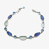 Sterling Silver Bracelet with Opal, Blue Topaz, Green Sea Glass
