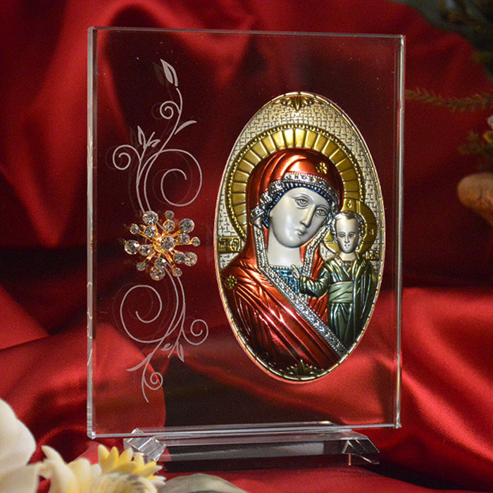 Italian Silver Greek Orthodox Mother Mary icon (2 Styles)