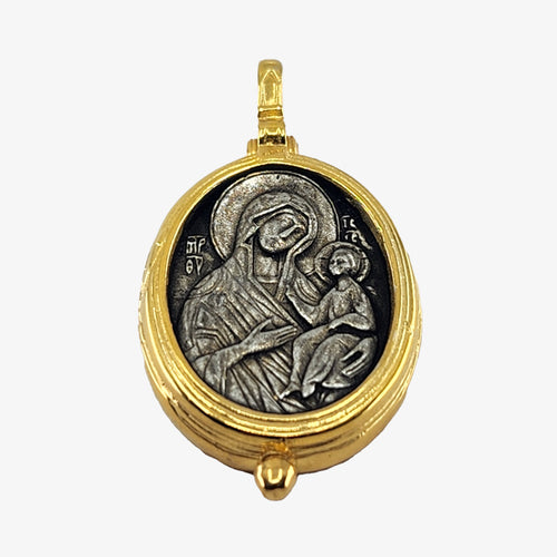 24K Gold plate over Silver Madonna Pendant