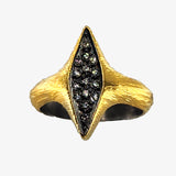 24K Gold over Anodized Silver Ring with Diamonds