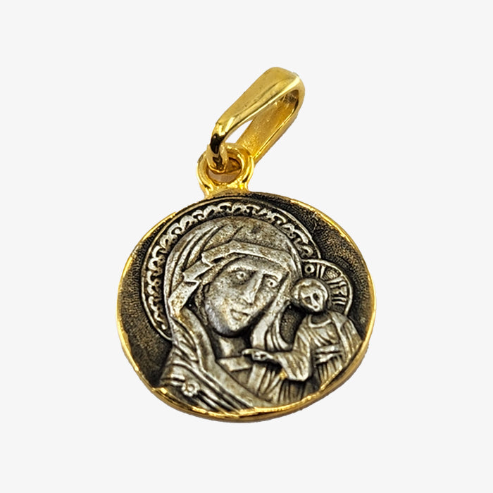 24K Gold plate over Silver Pendant with Madonna and Child