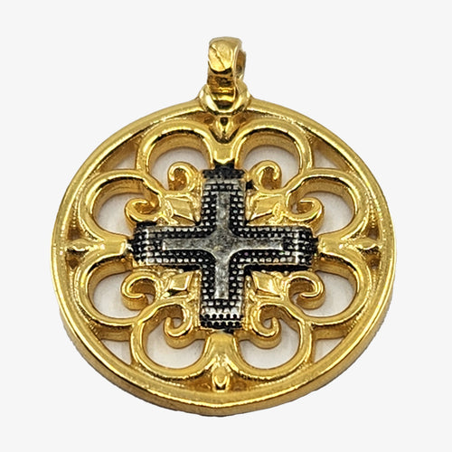 24K Gold plate over Silver Byzantine Pendant