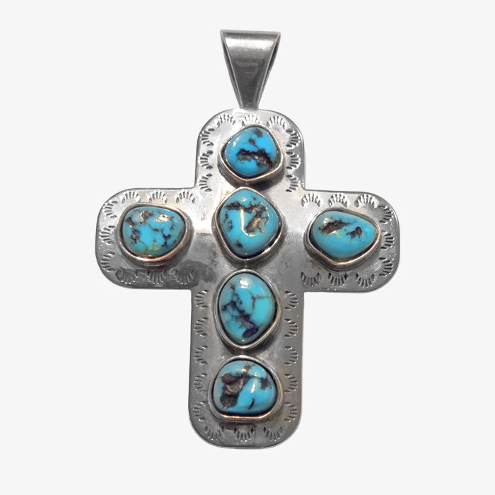 Sterling Silver and Turquoise Cross Pendant
