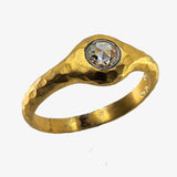 24K Gold over Anodized Silver Ring with Rose Cut Diamond