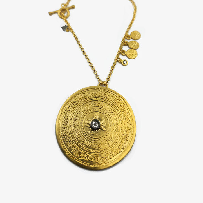 Ottoman Coin Necklace with Indian Coins and Diamond