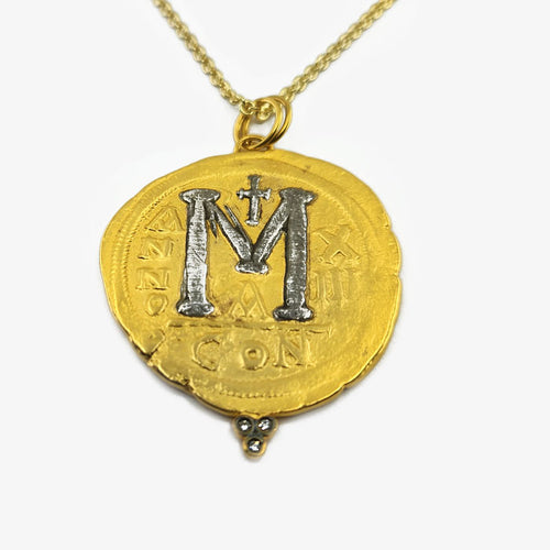 Byzantine Coin Pendant with Diamonds