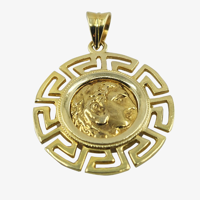 14K Solid Gold Alexander / Greek Key Pendant