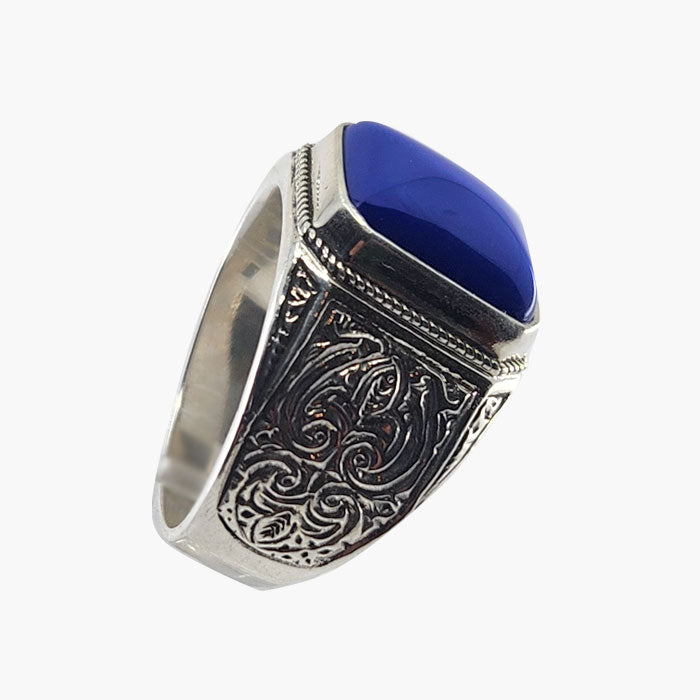 Sterling Silver with Lapis Mens Ring