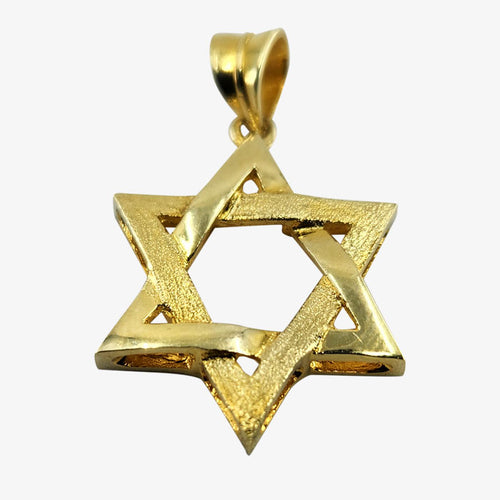14K Double Rail / Matte Jewish Star