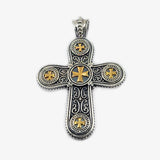 Sterling Silver, 18K Gold Byzantine Cross