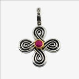 Sterling Silver, 18K Gold and Ruby Infinity Cross