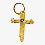 24K Gold over Anodized Silver Cross with Diamond