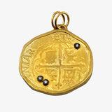 24K Gold over Anodized Silver Byzantine Coin Pendant with Diamonds
