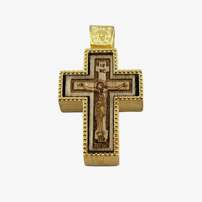 Orthodox Cross with Carved Wood Insert of Crucifix