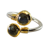 18K Gold over Silver Ring with Labradorite Stones
