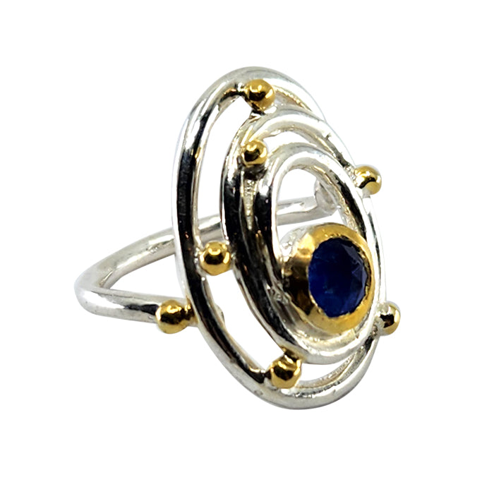 18K Gold over Silver Ring with Lapis Lazuli Stone