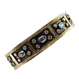 18K Gold over Silver Byzantine Bracelet with Blue Topaz and White Sapphire Stones