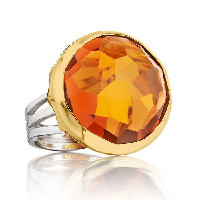 18K Gold & Sterling Silver Ring with Citrine