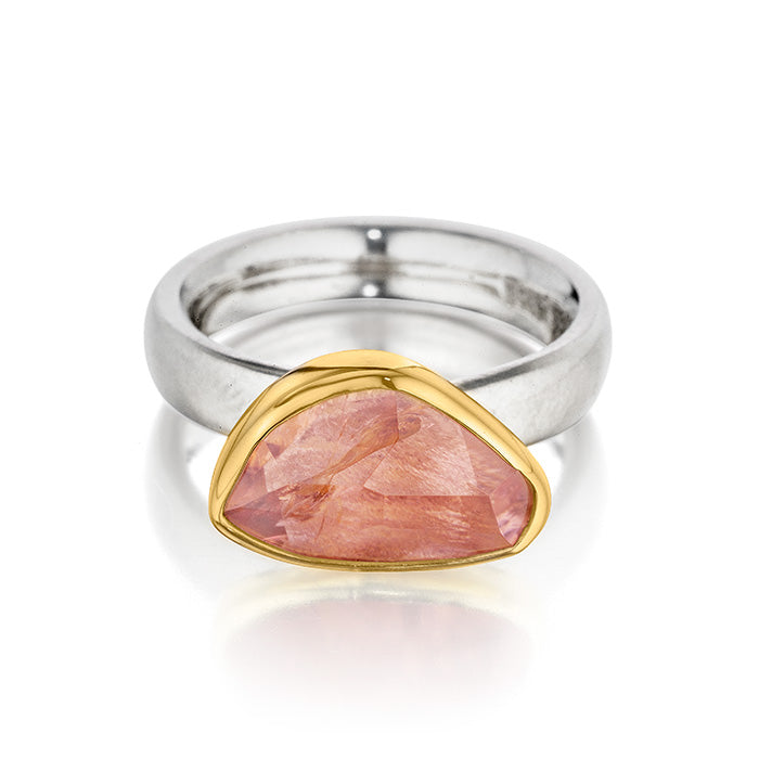 18K Gold & Sterling Silver Ring with Pink Tourmaline