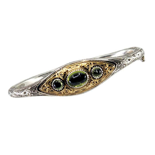 18K Gold and Silver Faidra Bracelet with Peridot Stones