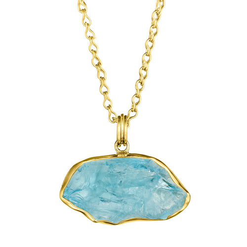 18K Gold & Sterling Silver Pendant with Rough Aquamarine