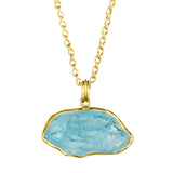 18K Gold & Sterling Silver Pendant with Rough Aquamarine