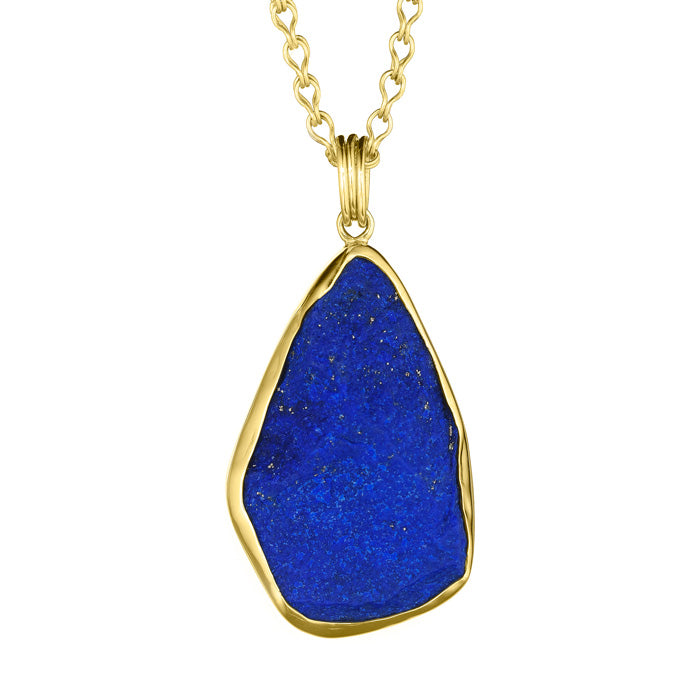 18K Gold & Sterling Silver Pendant with Lapis