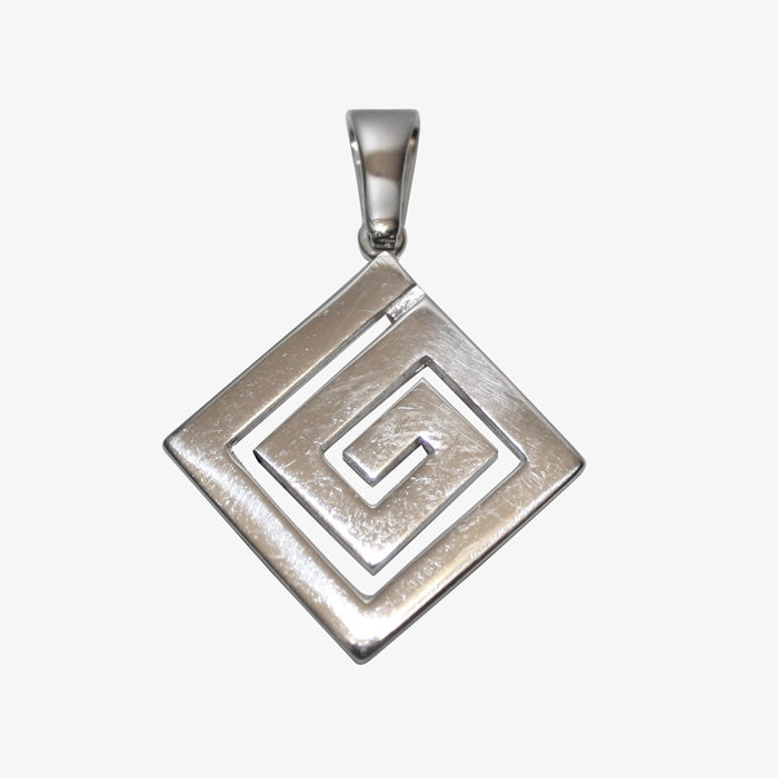 Sterling Silver Triangle Greek Key Pendant