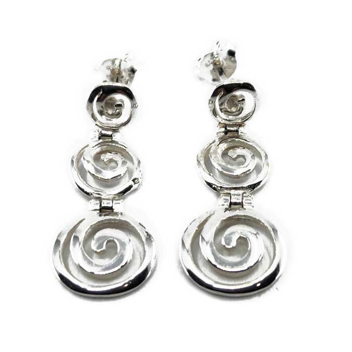 Sterling Silver Round Greek Key Earrings