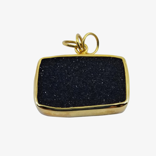 Black Onyx Druzy Rough Cut Stone Pendant