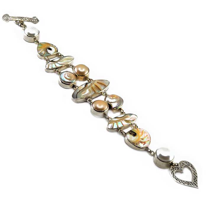 Antilas Shell and Pearl Silver Bracelet