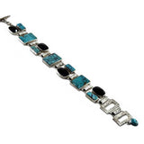 Turquoise and Onyx Silver Bracelet