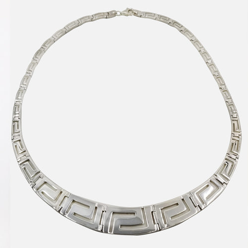 Sterling Silver Graduated Greek Key Necklace