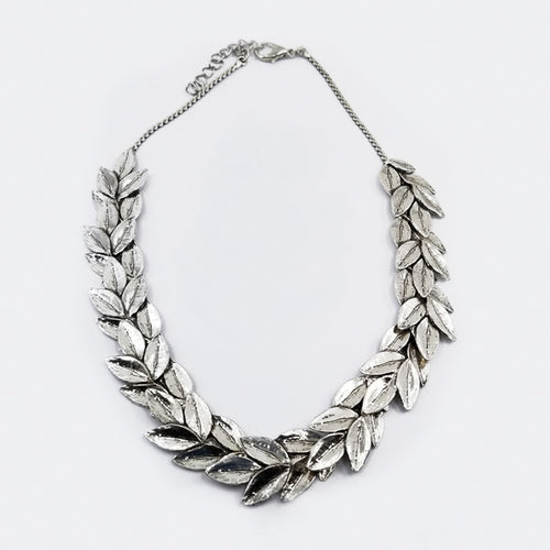 Silver Leaf Earrings and Necklace Set