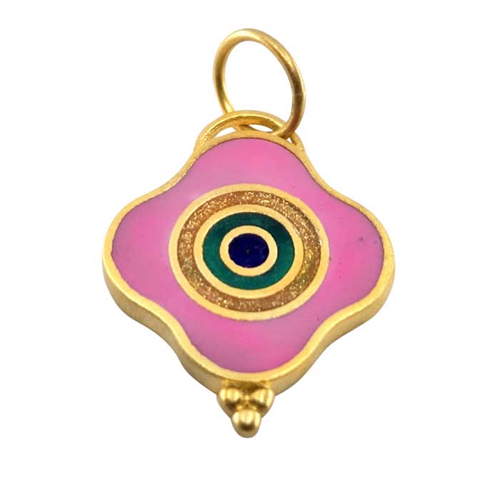 24K Gold and Silver Evil Eye Pendant