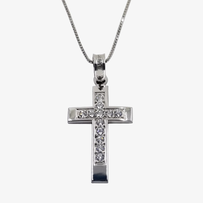 Sterling Silver Cross with Crystals