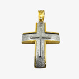 14K White & Yellow Gold Solid Cross