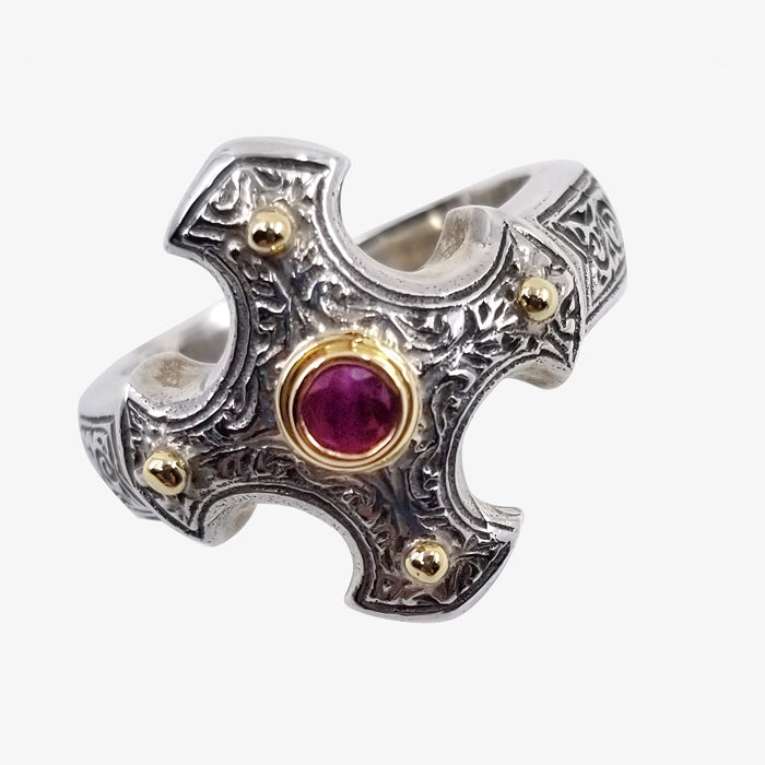 Sterling Silver and 18K Gold Ruby Gerochristo Ring