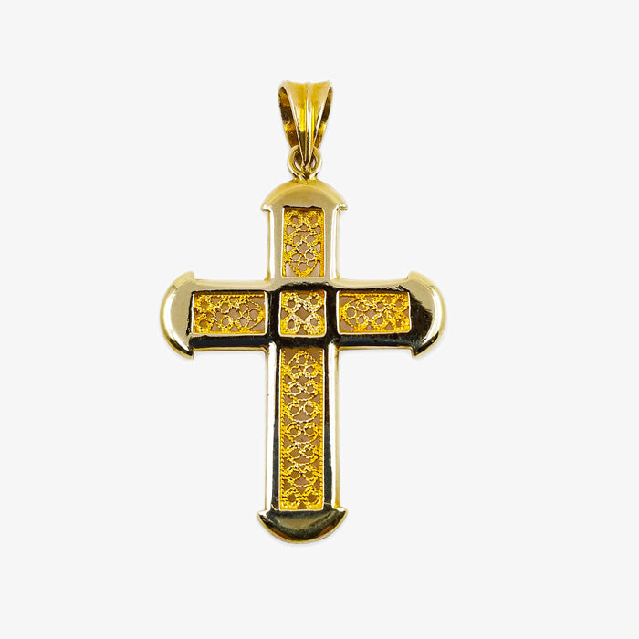 18K Gold  Filigree Style Cross