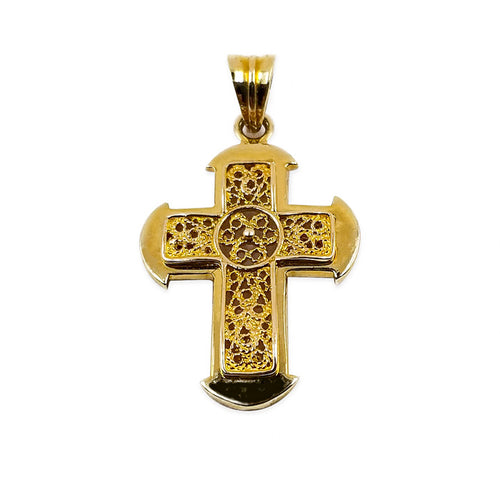 18K Gold Filigree Style Cross