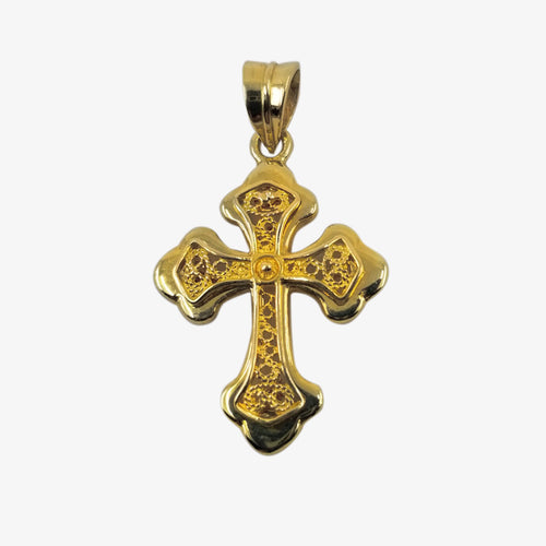 18K Gold Cross Filigree Style