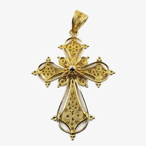 18K Gold Cross Filigree Style
