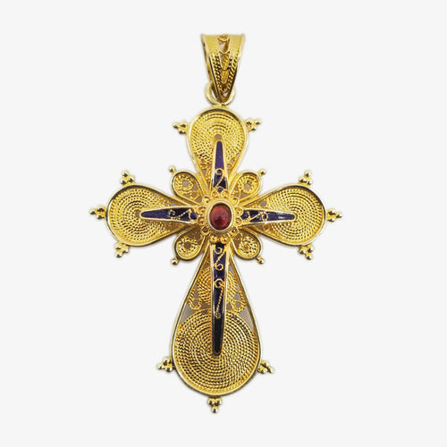 18K Gold Filigree Style Cross