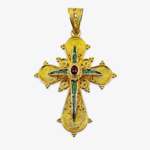 18K Gold Filigree Style Cross