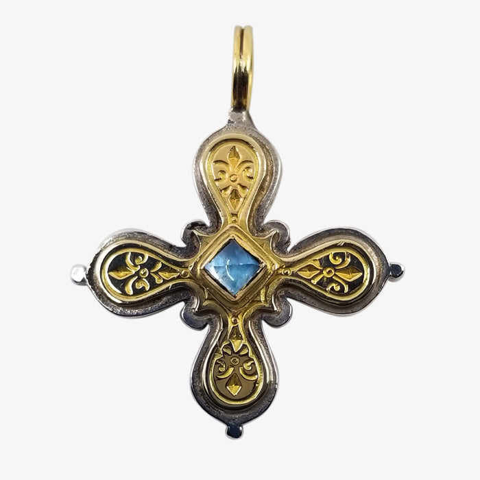 Sterling Silver and 18K Gold Byzantine Cross