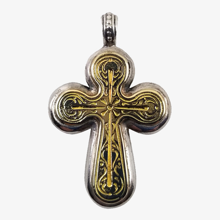 Sterling Silver and 18K Gold Byzantine Cross