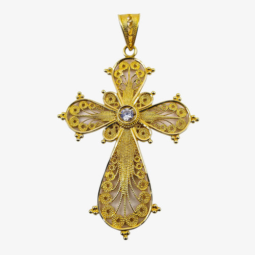 18K Gold Filigree Style Cross