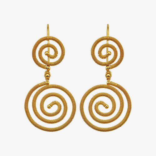 18K Solid Yellow Gold Wire Wrap Earrings