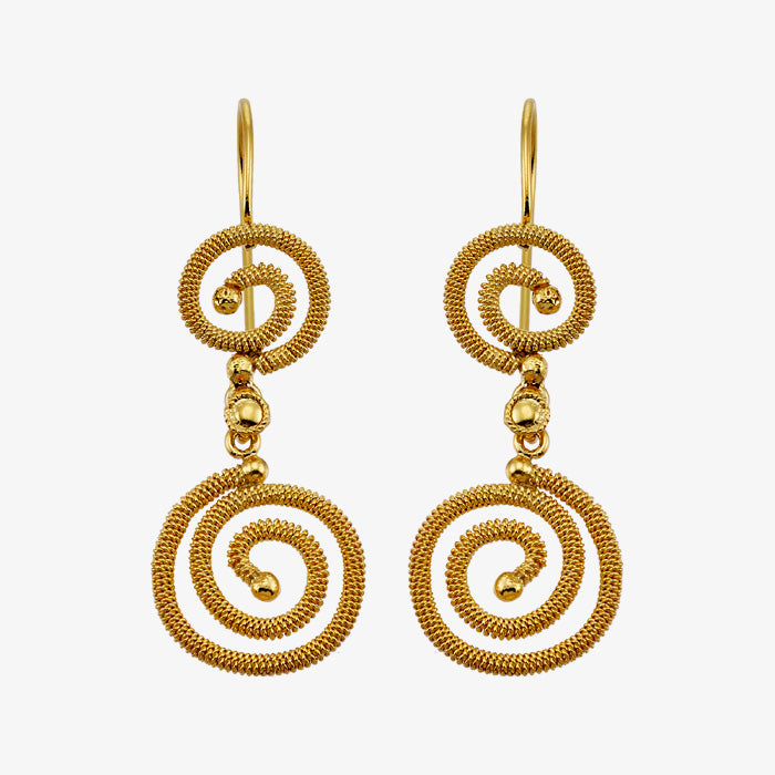 18K Solid Yellow Gold Wire Wrap Earrings
