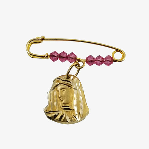 14K Gold Pin with Madonna